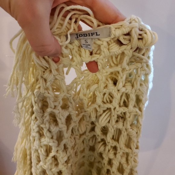 JODIFL unique cream shag crocheted vest small C9 - Picture 4 of 5